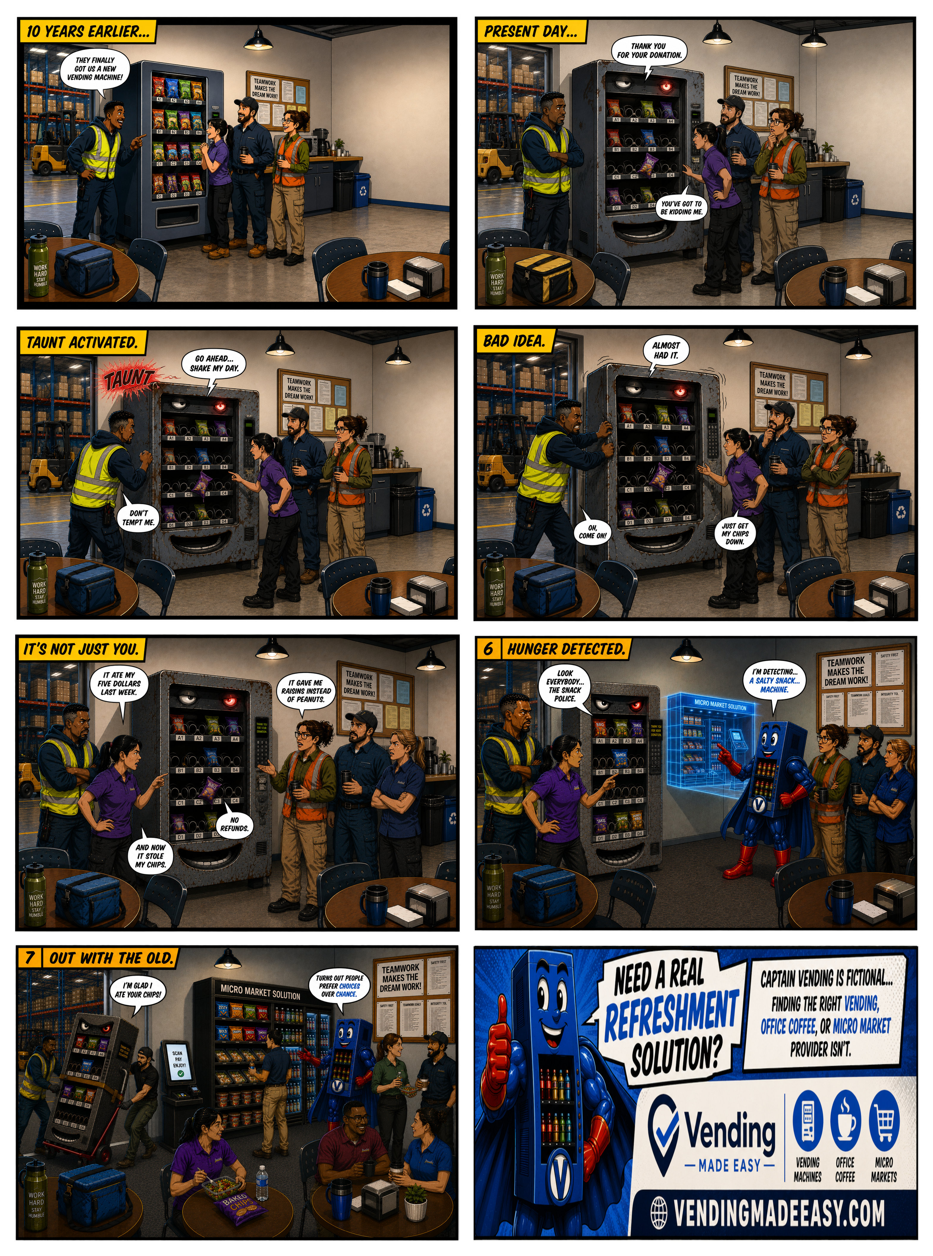Captain Vending comic strip #002: The Salty Snack Machine